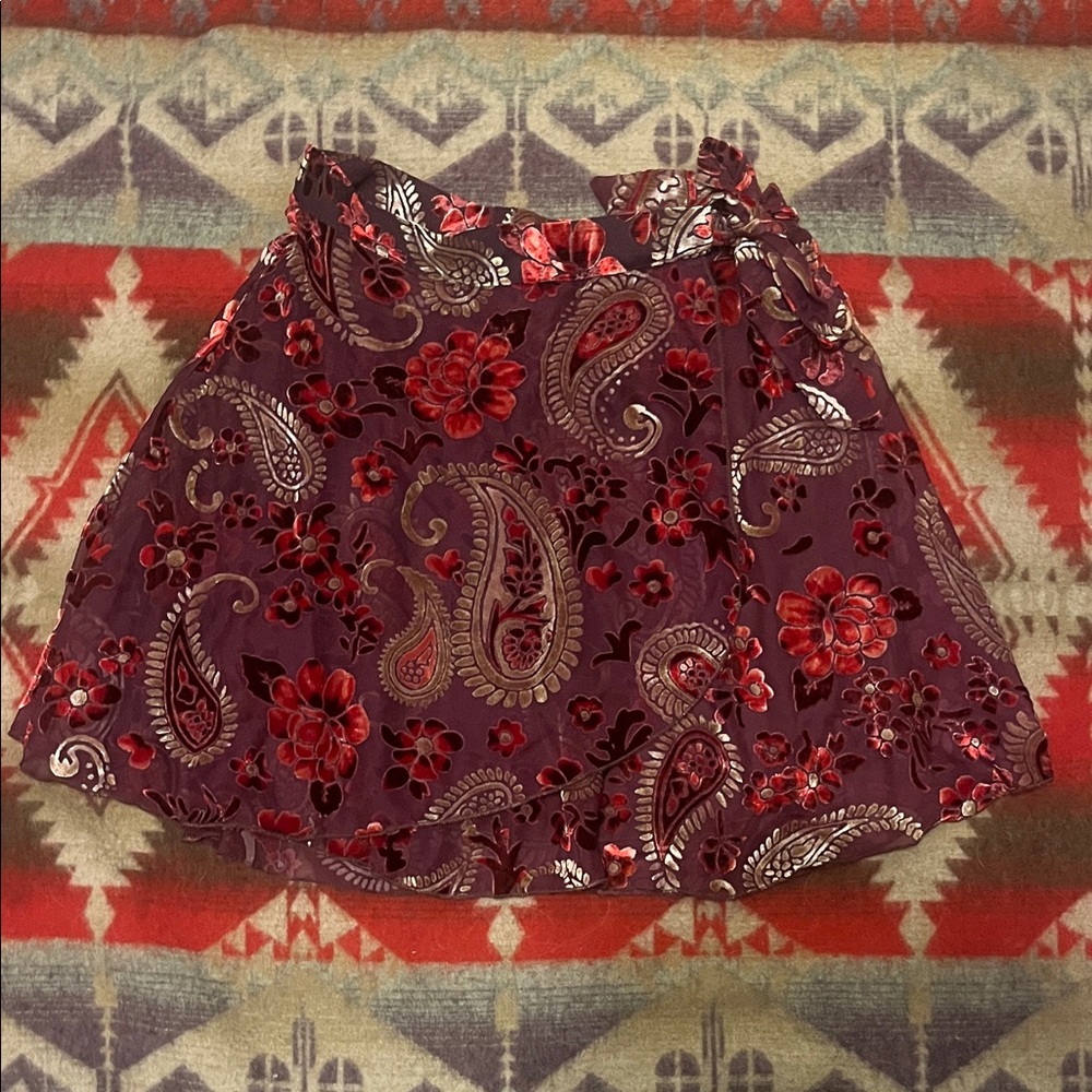 Miami Floral Paisley Mini Skirt - Red and Purple